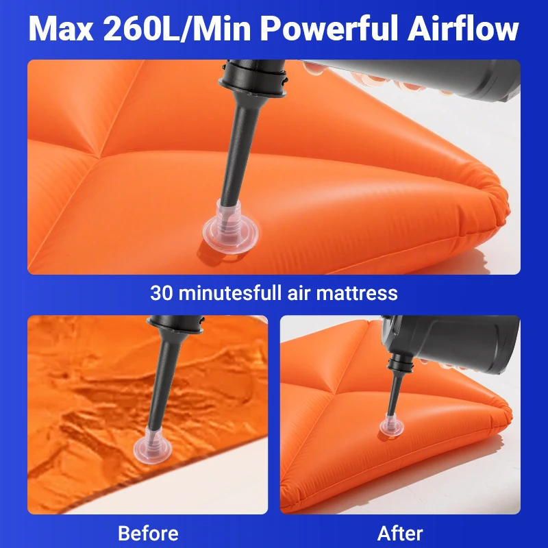 PVC Boat Mattress Inflatable Swimming Pool Raft Air Bed Electric Air Pump Inflator Battery Rechargeable Air Compressor for