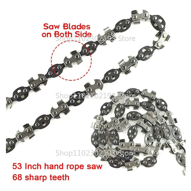 53 Inch Hand Rope Chain Saw Sharp Manual Tree Limb Chain Saw with 68 Teeth Folding Pocket Rope Chainsaw Tree Cutting Tool