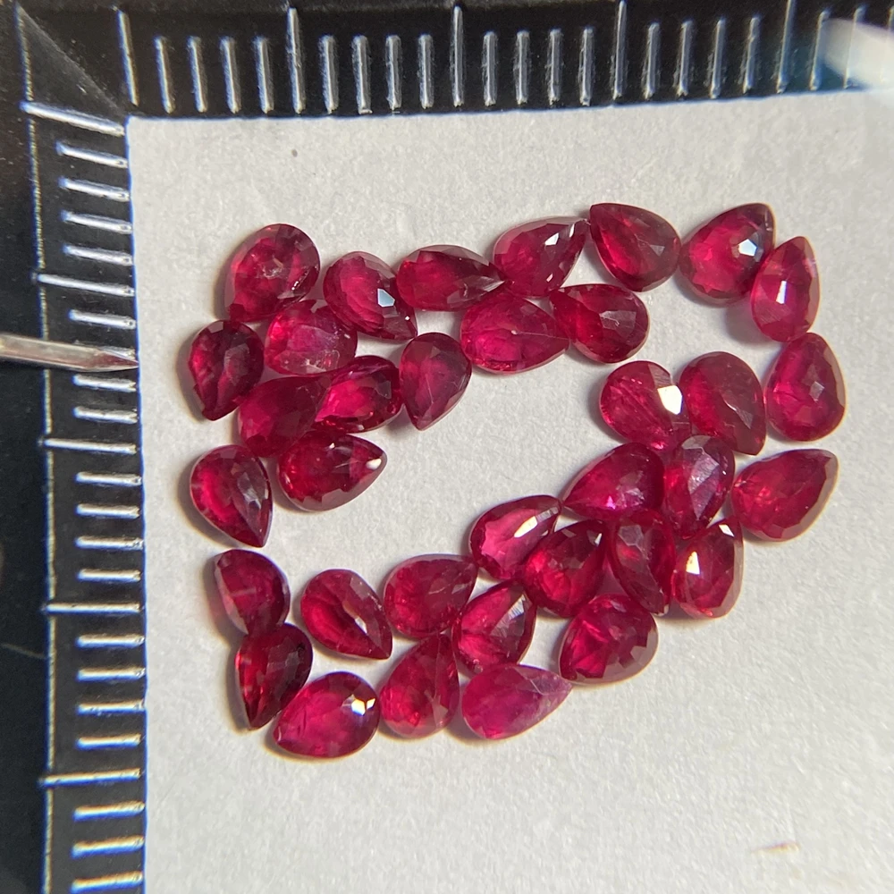 Pear Cut 3x5mm 4x6mm 100% Africa Natural Original Pigeon Blood Red Ruby Stone 1 Carat 1 Bag On Sale