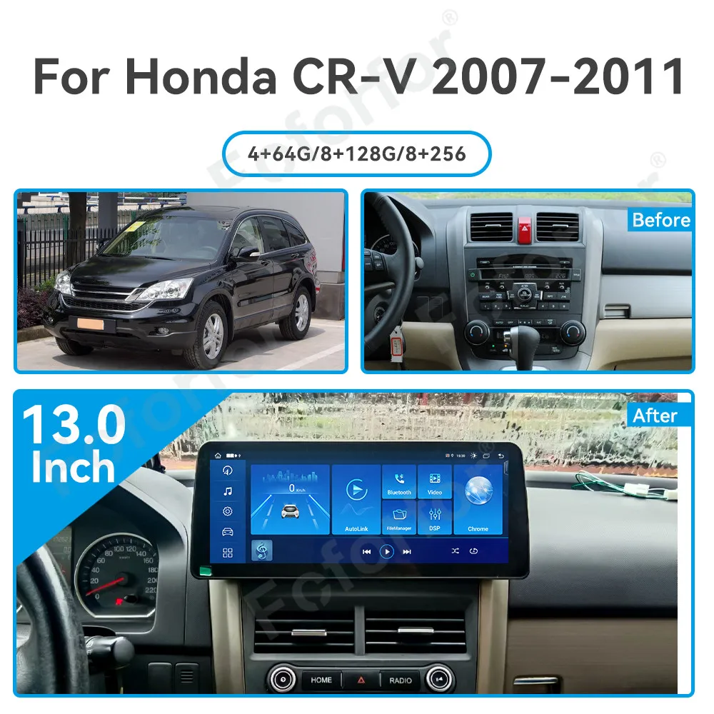 12.3‘’ Android Car Radio For Honda CRV CR-V 2007-2011 Auto stereo Multimedia Player Stereo Unit GPS Navigation Vehicle Carplay