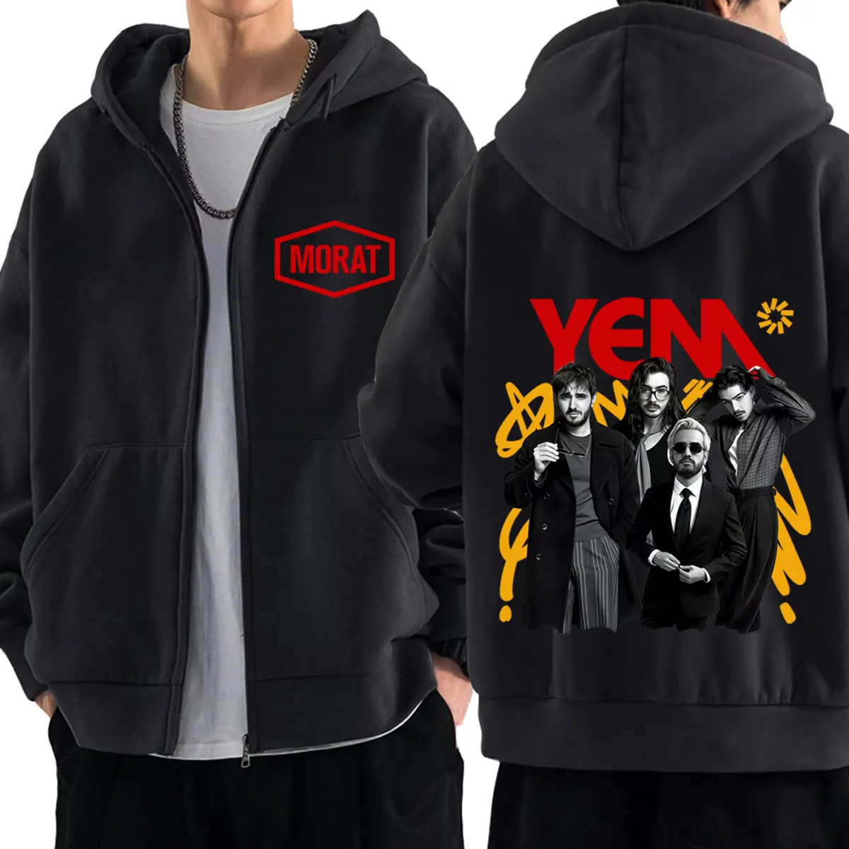 Band Morat Yem World Tour Merch 2026 Zipper Hoodie Men Women Hip Hop Sweatshirt Long Sleeves Loose Casual Harajuku Zip Up Jacket