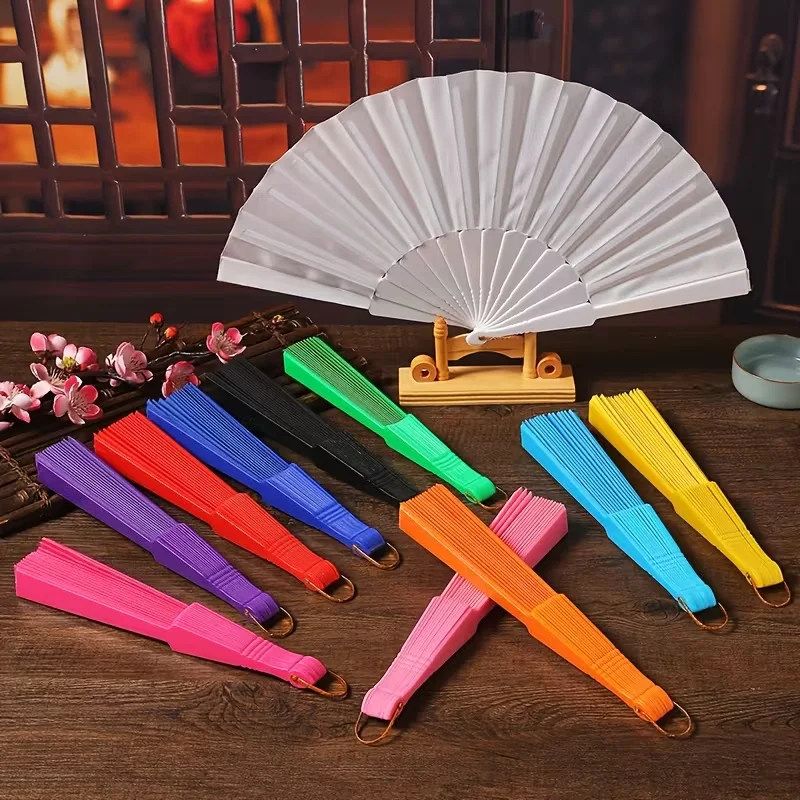 Customizable Colored Folding Fans/Multi-Color Options Lightweight Folding Fans/Wedding/Party Favors/Shooting Props Flat Fans 7inch Craft Folding Fans with Thickened Ribs Flat Fans Dance Fans Spanish Export Fans Plain Fans