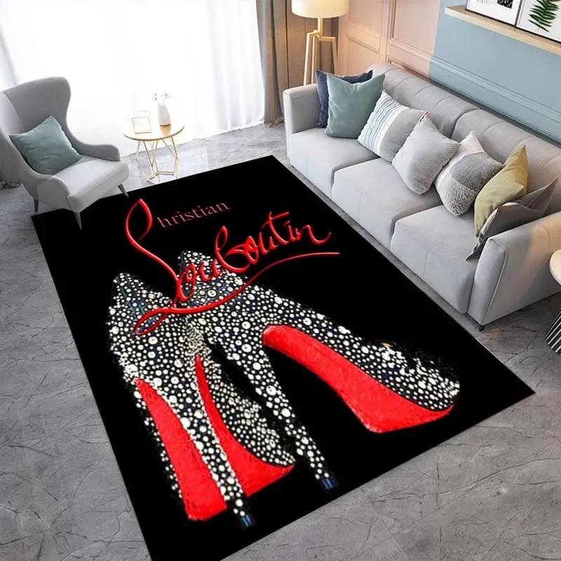 Fashion C-Christian Red Sole Pattern Rug Carpet L0uboutin Carpet Non-slip Rugs Birthday Gift Play Mat Area Rug Rugs for Bedroom