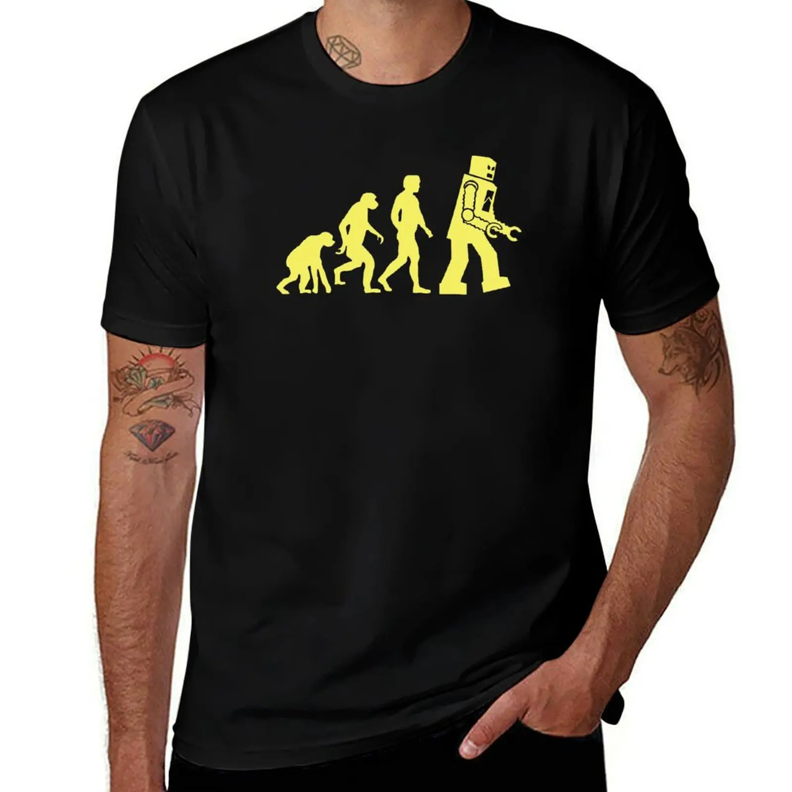 T-shirt Sheldon Robot Evolution à motif abstrait imprimé