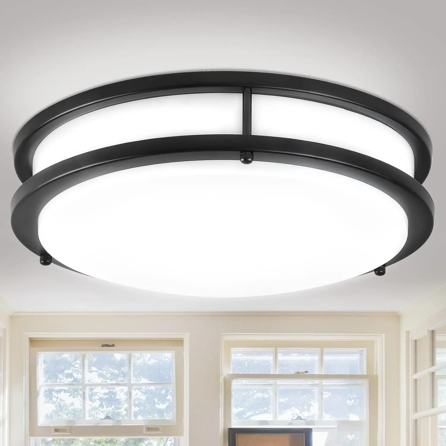 

LED Ceiling Lamp Living Room Light Modern Black Ceiling Light Round Interior Flush Mount Lustre for Bedroom Kitchen Dining Light