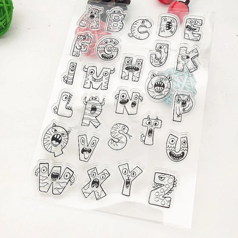 Letter Transparent Silicone Finished Stamp DIY Scrapbooking Journal Rubber Coloring Embossed Stencils Decora Alphabet Reusable