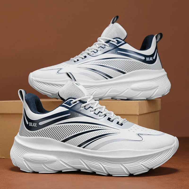 

Мужские кроссовки из высококачественной кожи, осенние новые удобные простые противоскользящие износостойкие уличные кроссовки на толстой подошве для мужчин