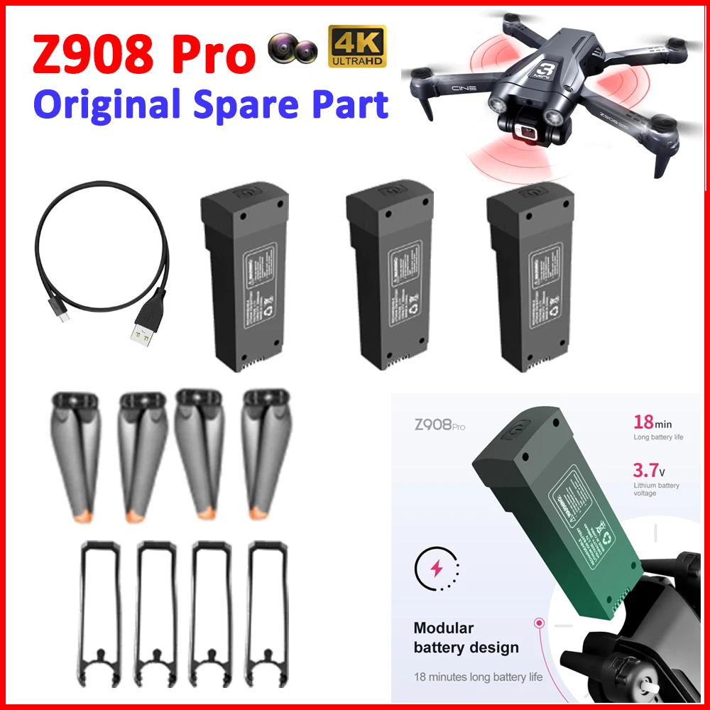 Z908 Pro Wifi dron FPV oryginalna część zamienna 3.7V 2000mAh bateria/ładowarka USB/łopata śmigła/rama ochronna Z908 akcesoria