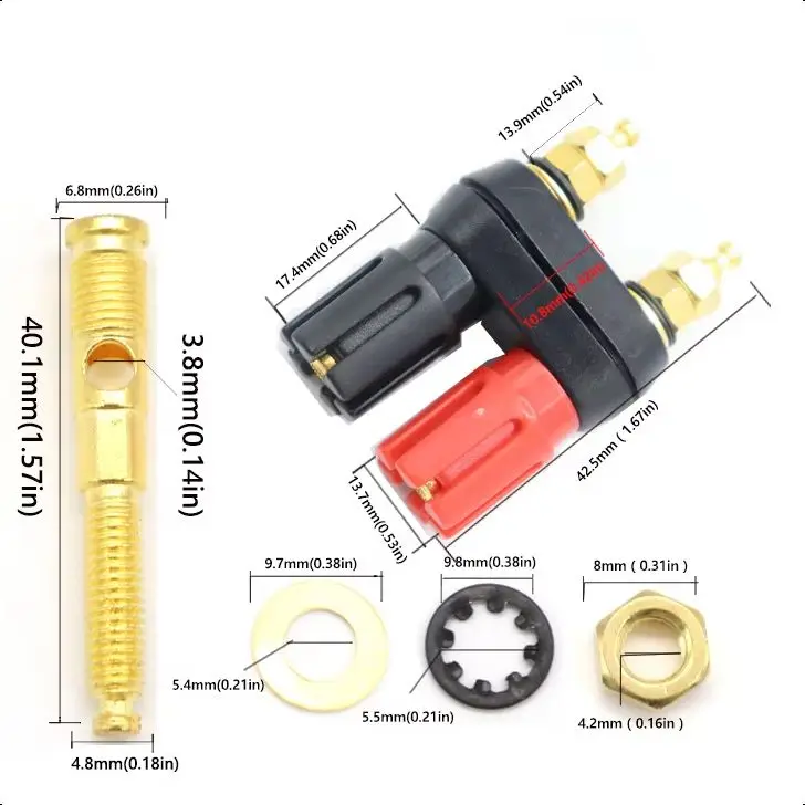 【2PCS】Banana plugs Jack Socket Couple Terminals DIY Connectors Red Black Connector Amplifier Terminal Binding Post Speaker