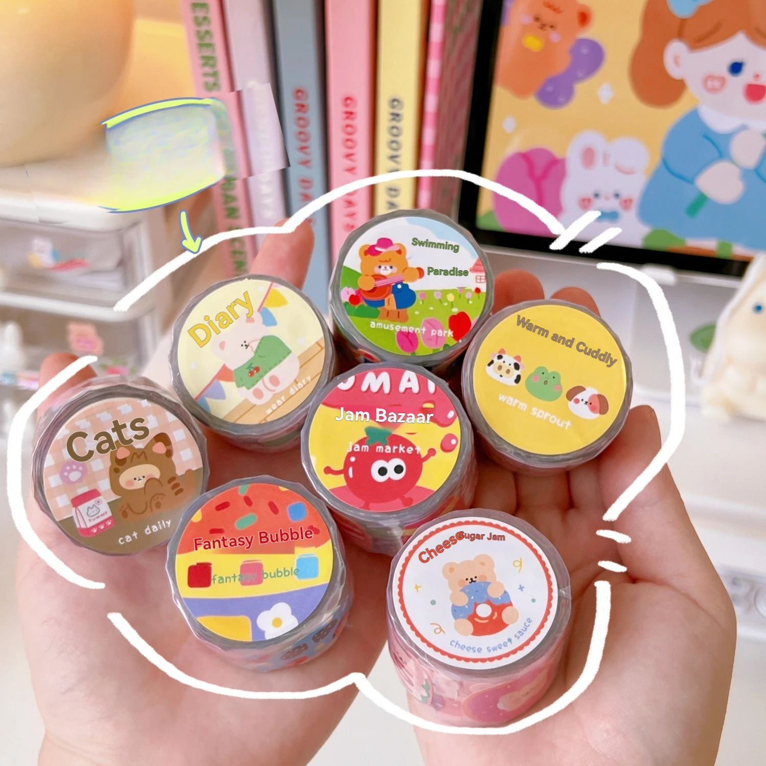 3 أمتار/لفة من شريط تيدي بير الشفاف ملصقات مؤشر الحساب اليدوية الإبداعية ملصقات الطلاب ملصقات الزخرفية