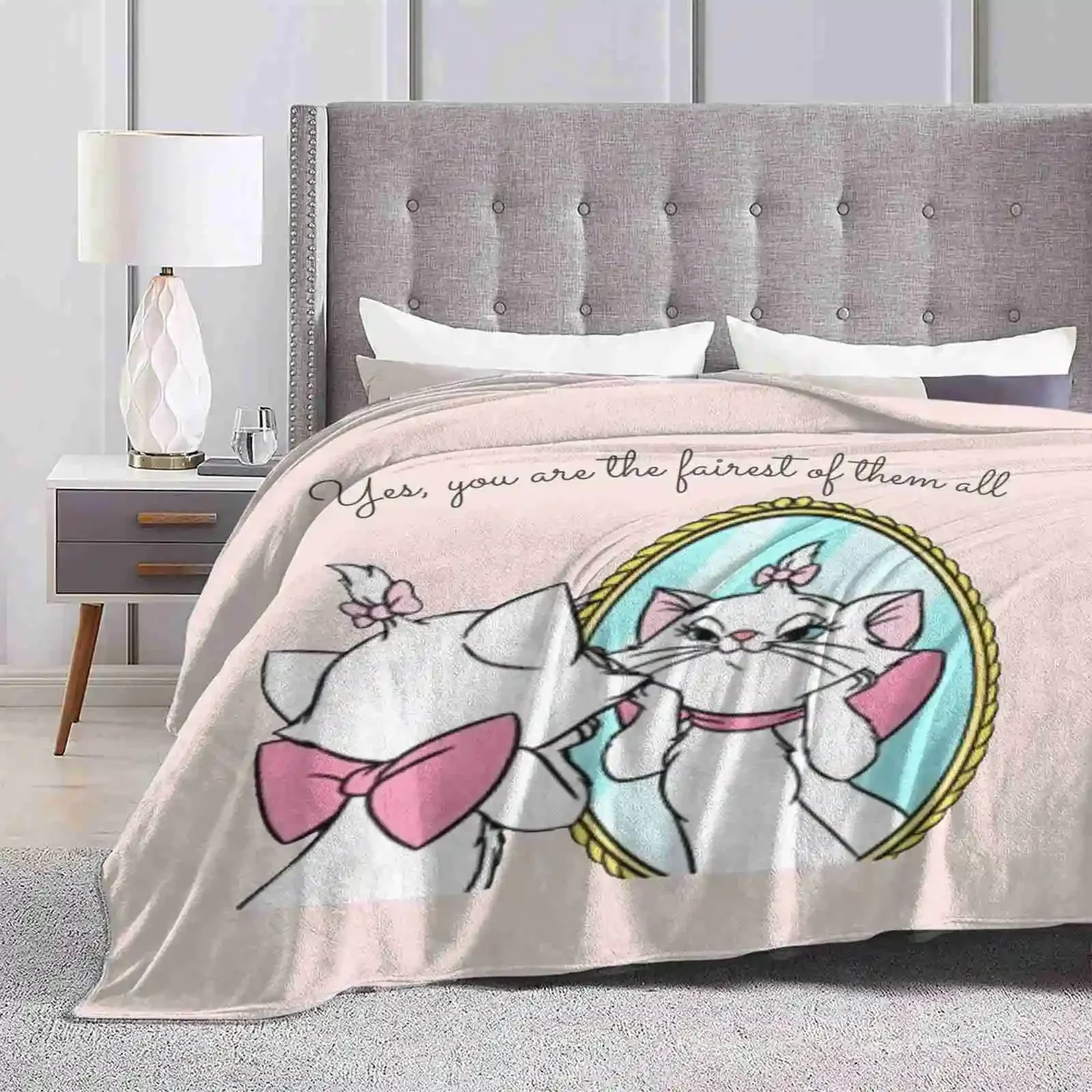 Yes You Are The Fairest Of Them All Creative Design Comfortable Warm Flannel Blanket Marie Aristocat Cat Mirror Reflection