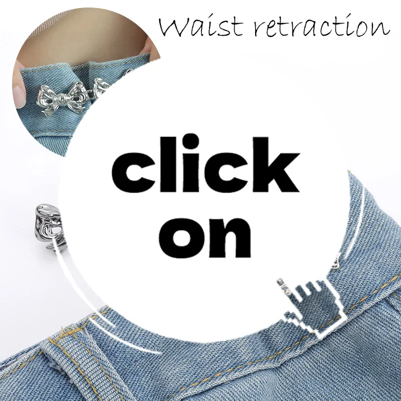Bowknot Waist Buckle Detachable Pant Clips Jeans Button Snaps Adjustable No Sewing Waistband Tightener Clothing Accessories