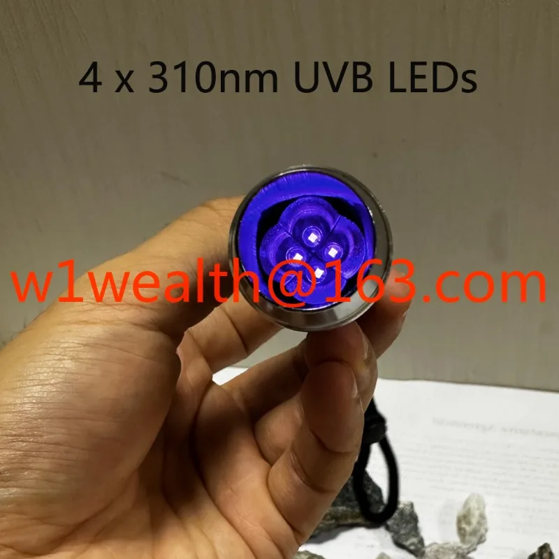 310nm UVB Rechargeable LED Flashlight, MW UV Torch Lamp, Fluorescent Rocks Phosphor, Ultraviolet LED Torch