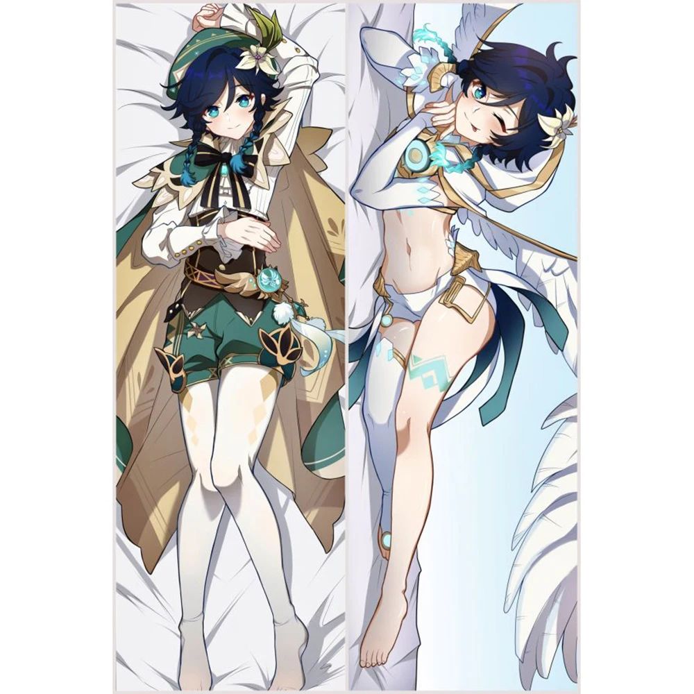 

Dakimakura anime Venti Genshin Impact cleavage nude butt Large Breasts Double-sided Print Life-size body pillows cover Adult