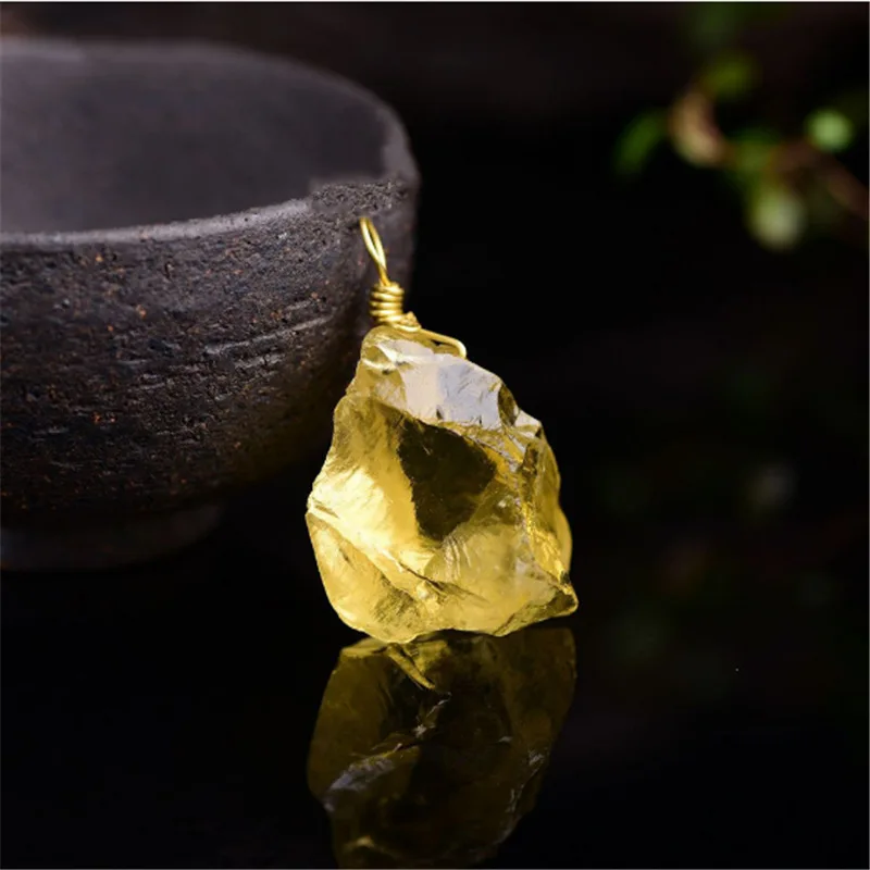 Pingente citrino real, cristal amarelo, pedra de quartzo, wicca, yoga, energia, colar, pingente, cura, fabricação de jóias femininas