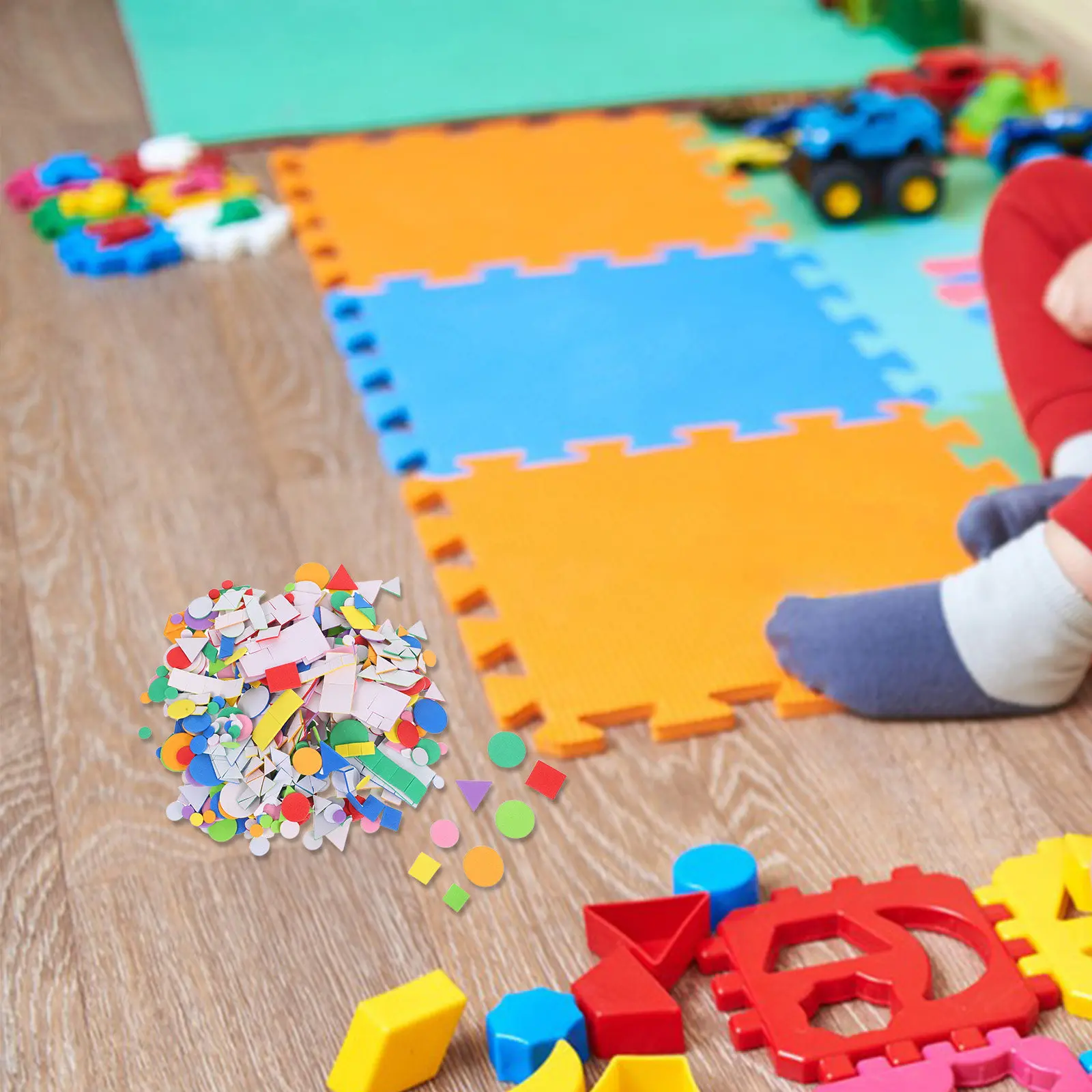 

960 шт. детских самоклеящихся наклеек из пенопласта в форме геометрических фигур для дошкольных поделок, развивающих игр и творчества