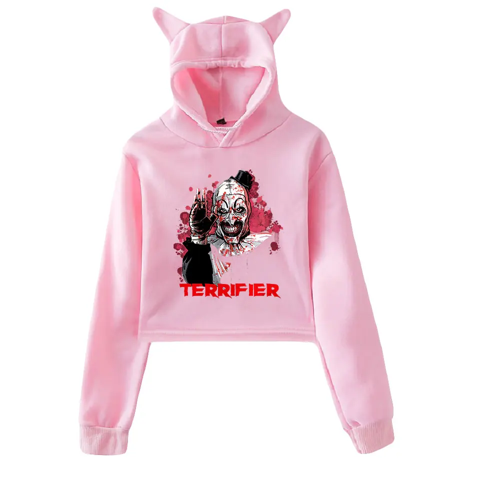 TERRIFIER 2 Merch Cat Cropped Hoodies Women/Girl Hooded Crop Tops Loose Sweatshirt TERRIFIER2 Hooded