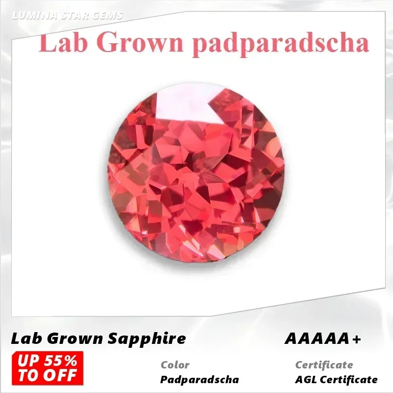 

L-Lab Grown Padparadscha Round Shape Fire Lotus Charm Beads for Diy Jewelry Making Pendant Materials Selectable AGL Certificate