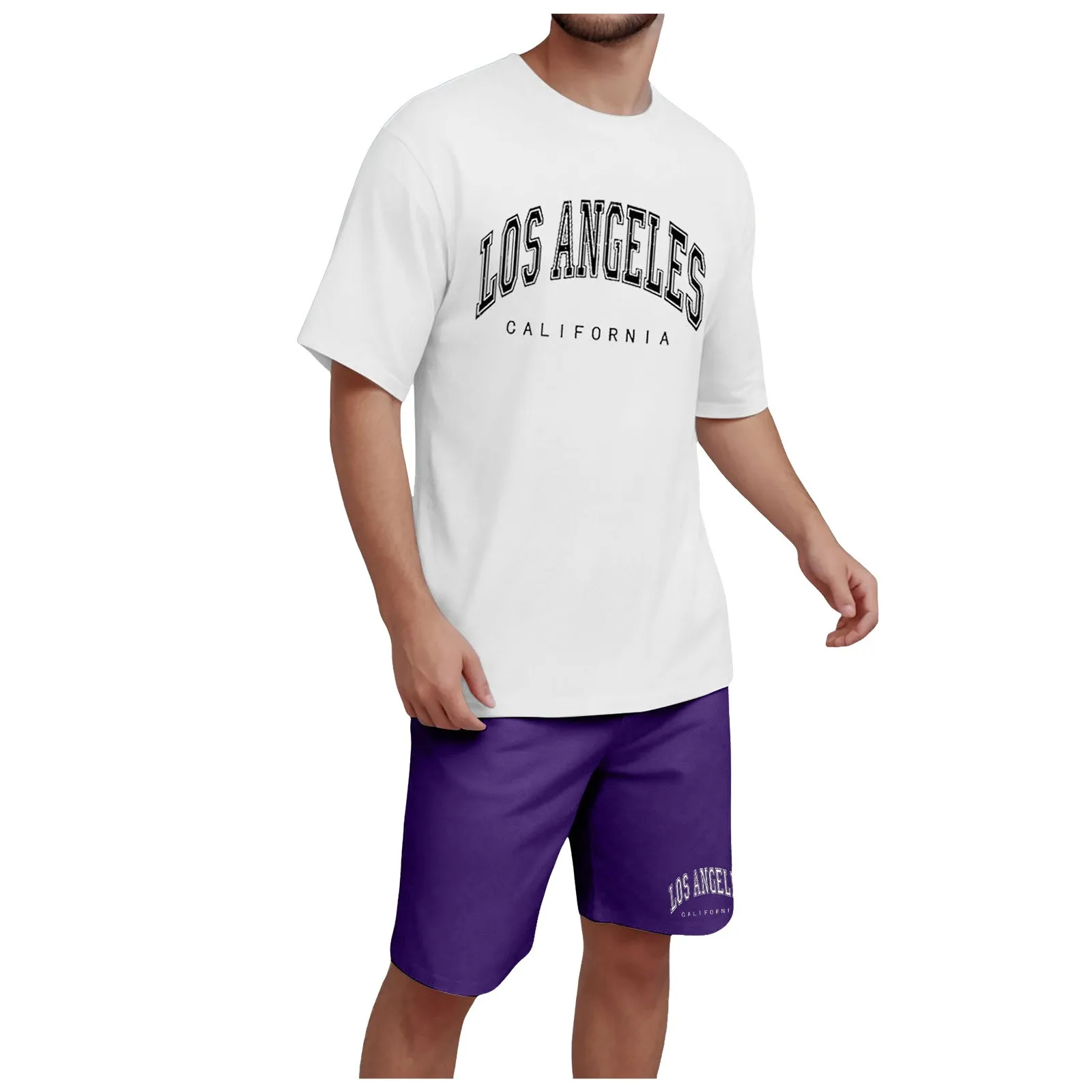 

Trouser Suit Men's T Shirt Round Neck Short Sleeves Shorts 2 Pieces Men's Clothes And Pants Coat Robe with Buttons