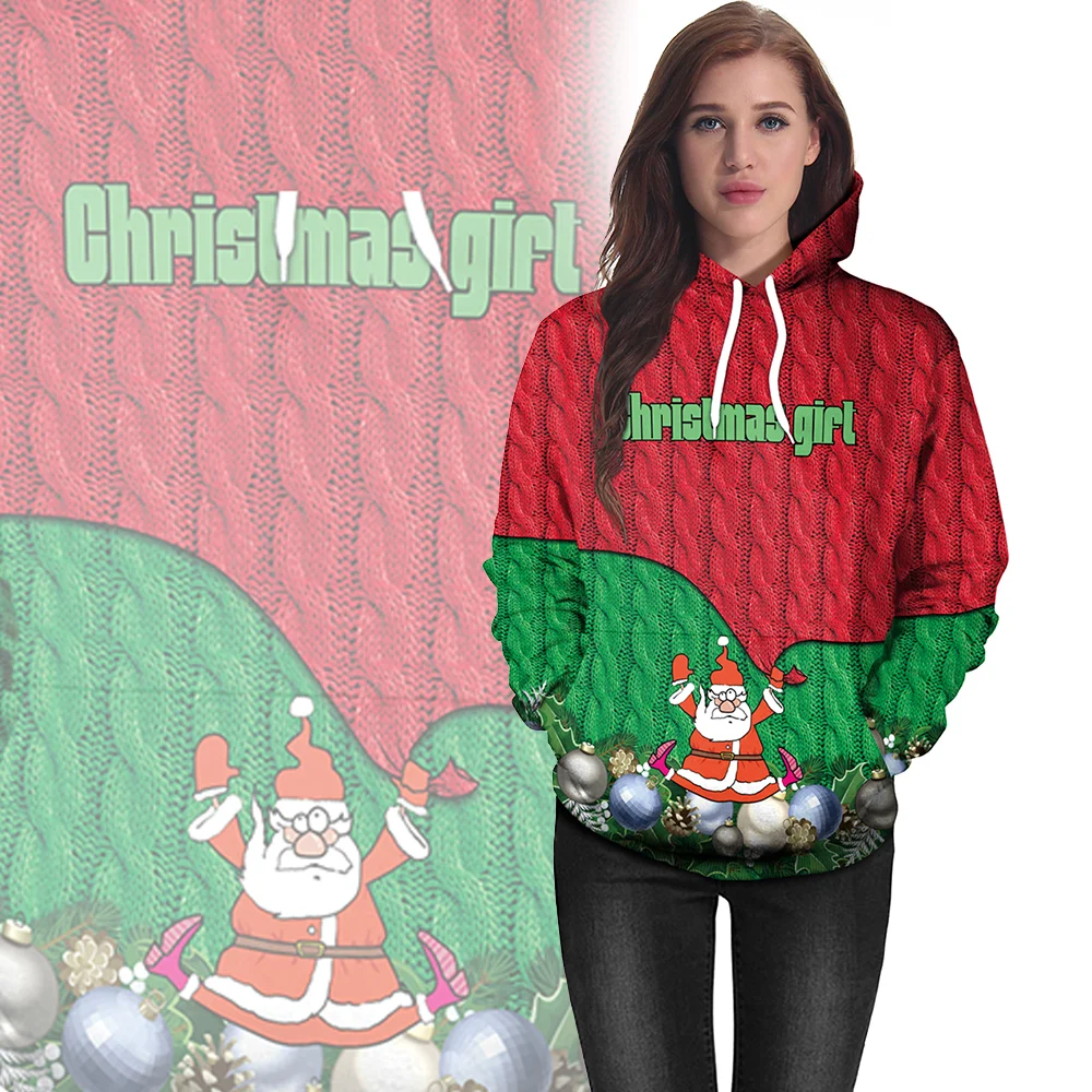 

Christmas Hoodies Couple Holiday Warm Pullover Oversized Hooded Sweatshirt 3D Printed Casual Tracksuit Party Streetwear Clothing