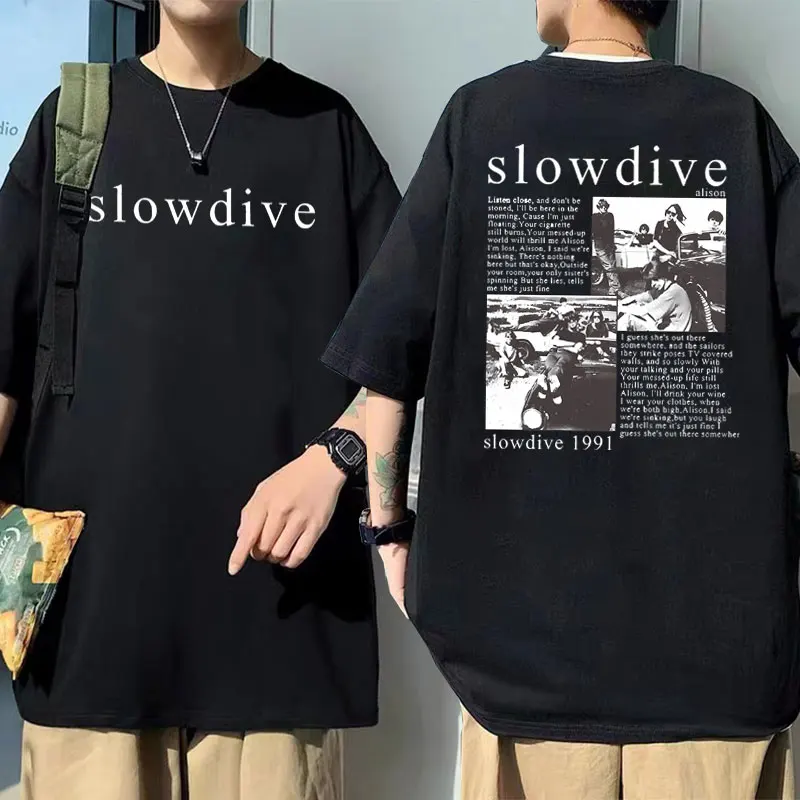 Britain Band Slowdive Alison 1991 Graphic T Shirt Tour 90s Classic Vintage Men's Casual Oversized T-shirt Rock Men Women Tshirt