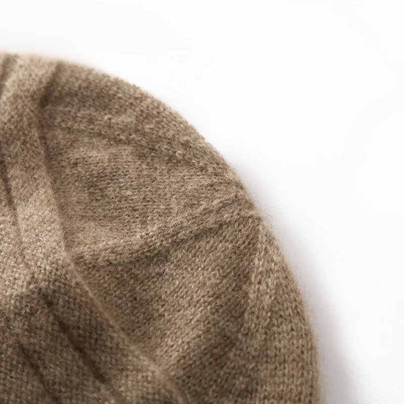 A-class 100% Cashmere Knitted Ladies' Solid Color Outdoor Leisure Warm Hooded Ear Protectors Joker Hats For Men and Women.