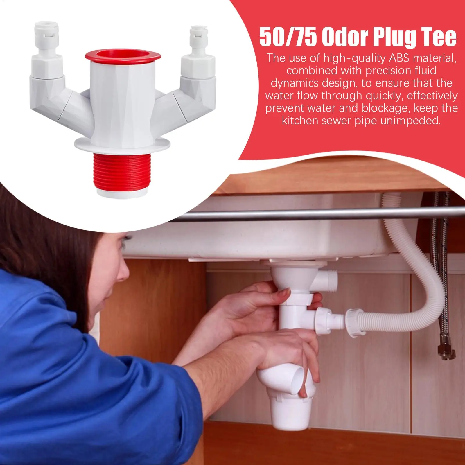 المطبخ المجاري تيز 3-Way مكافحة انسداد موصل المطبخ تيز المشتركة للعائلة الأصدقاء داخلي الحمام بالوعة غسالة صحون #3