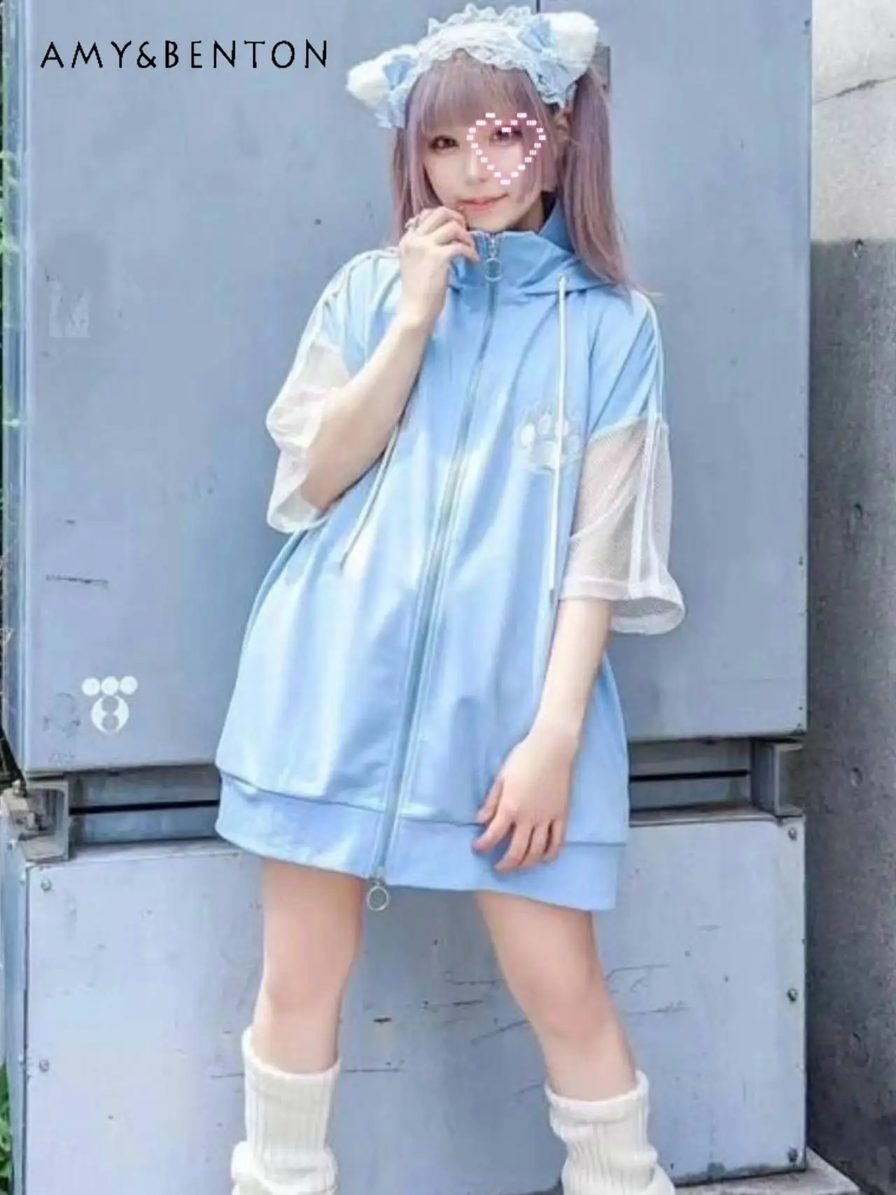 

Summer Japanese Harajuku Mine Series Mass-Produced Anime Printed Short Sleeve Hoodies Women Hot Girl Y2K Oversized Sweatshirt