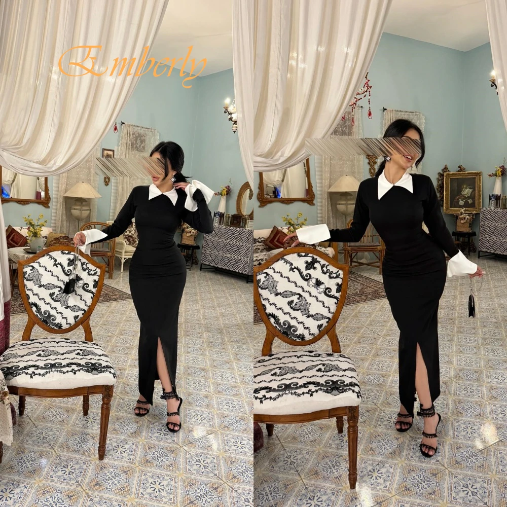 Vestido de noche elegante personalizado con cuello redondo y manga casquillo, Jersey de alta calidad, vestidos de fiesta de manga larga, vestidos de fiesta delicados