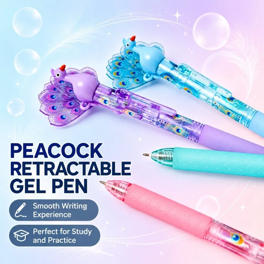 Peacock Spread Tail Gel Pen Black Ink Pen Comfort Grip Neutral Pen Quick Dry Ink Smooth Writing Writing Pen Exam Practice