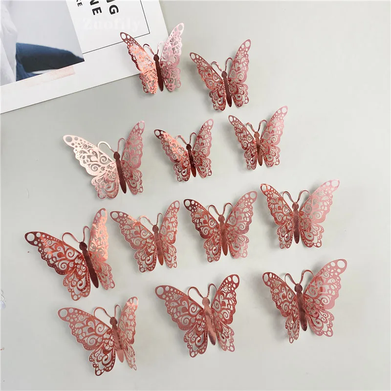 تأثير ثلاثية الأبعاد الفراشات الكريستال الجدار ملصق فراشة جميلة للأطفال غرفة جدار الشارات ديكور المنزل 12 قطعة/الوحدة على الحائط #2