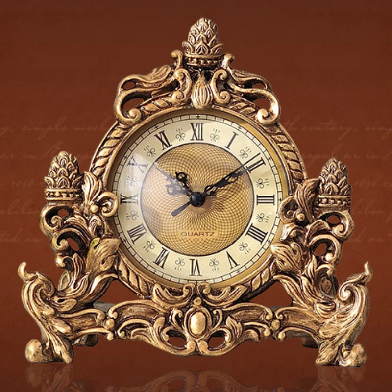 

European Style Bronze Seat Clock Luxury Creative Table Clock Living Room Silent Decorative Crafts Bedroom Ornaments New Arrivals