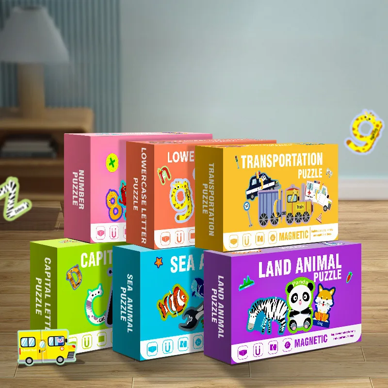 

Детская магнитная головоломка, детская развивающая игрушка, магнит на холодильник, алфавит, животное, изучающий английский игровой набор для малышей, детей раннего возраста