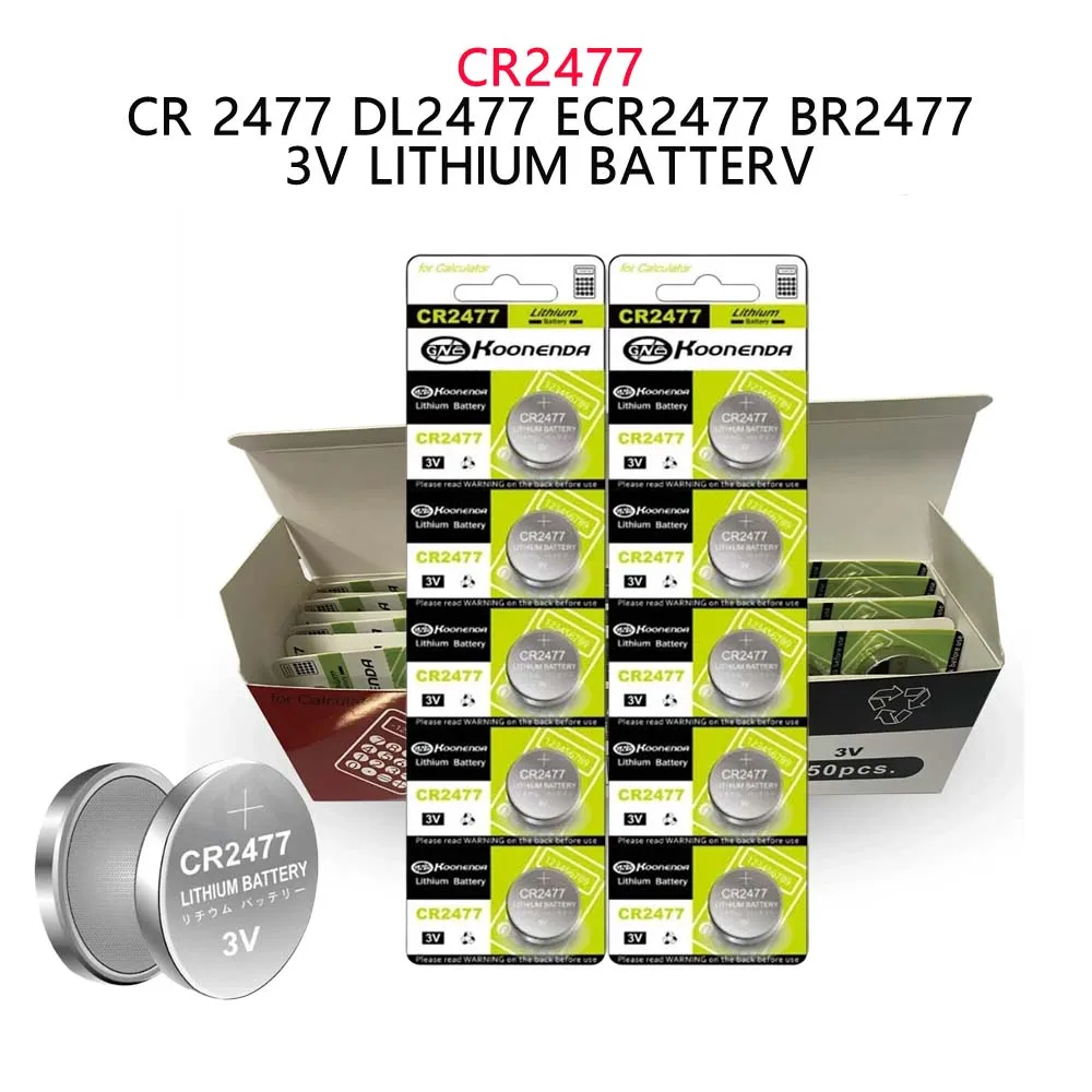 

5-20PCS CR2477 3V Lithium Button Battery Watch DL2477 ECR2477 KCR2477 Buttton Coin Cells for Car Remote Control Motherboard