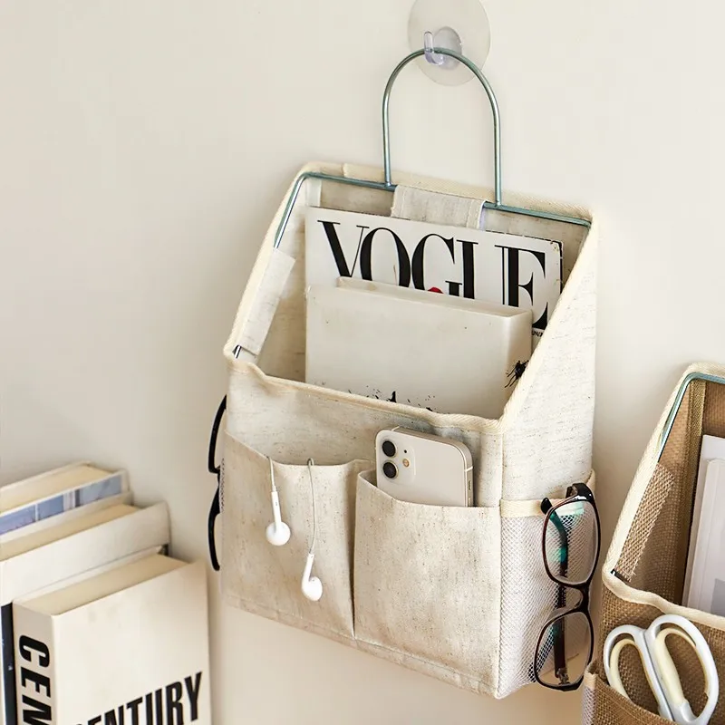 نسيج القطن والكتان بجانب السرير، حقيبة للتخزين، حقيبة للتعليق على الحائط، عناصر متنوعة، وجبات خفيفة، حقيبة فرز، حقيبة تخزين على الحائط #3