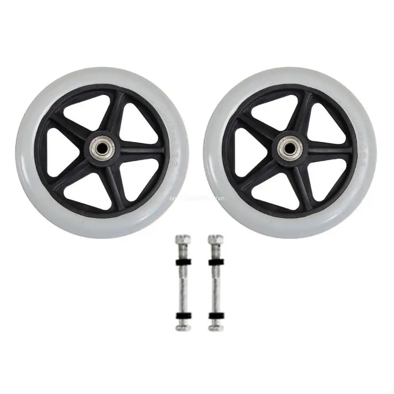 2Pcs Wheelchair Universal Front Wheel Replacement 6/7/8inch Flexible Solid Tire Wheel Wear-resistant Supplies Dropship