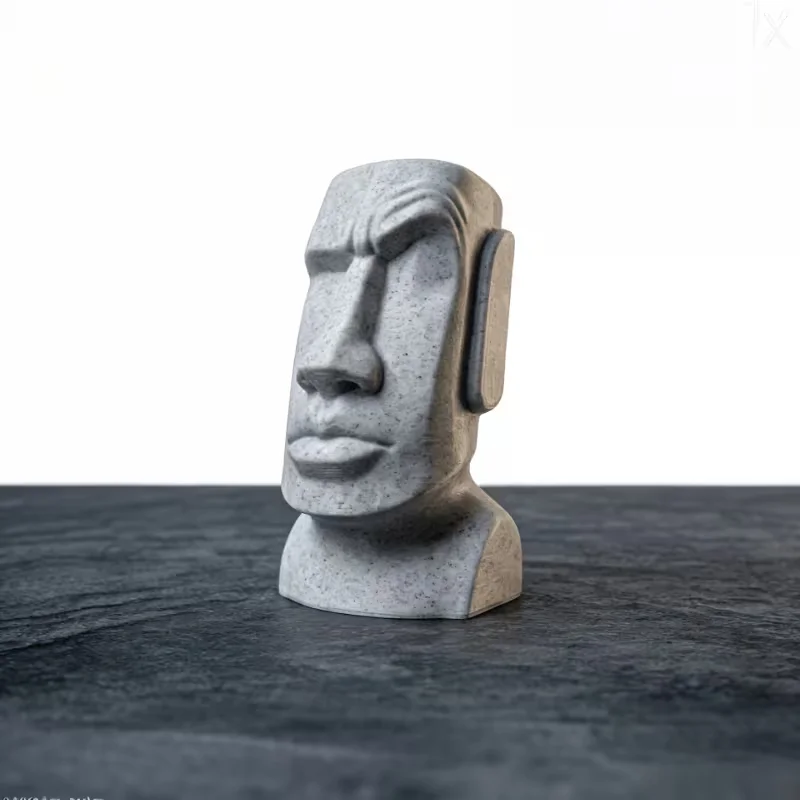 Augenbrauen anhebende Moai-Statue – Osterinsel-Avatar, auffällige „Are you serious?”-Frage Emoji-Desktop-Dekoration Ornament