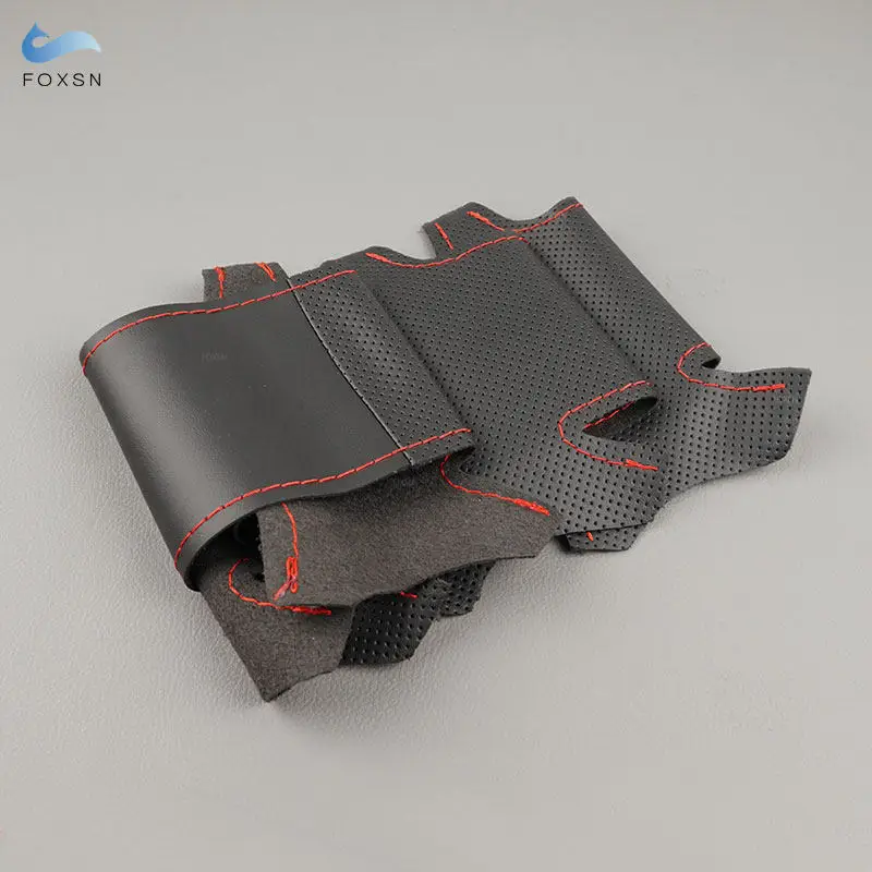 For Skoda Octavia 1999 2000 2001 2002 2003 2004 2005 Soft Perforated Microfiber Leather Cover Hand Braids on Car Steering Wheel