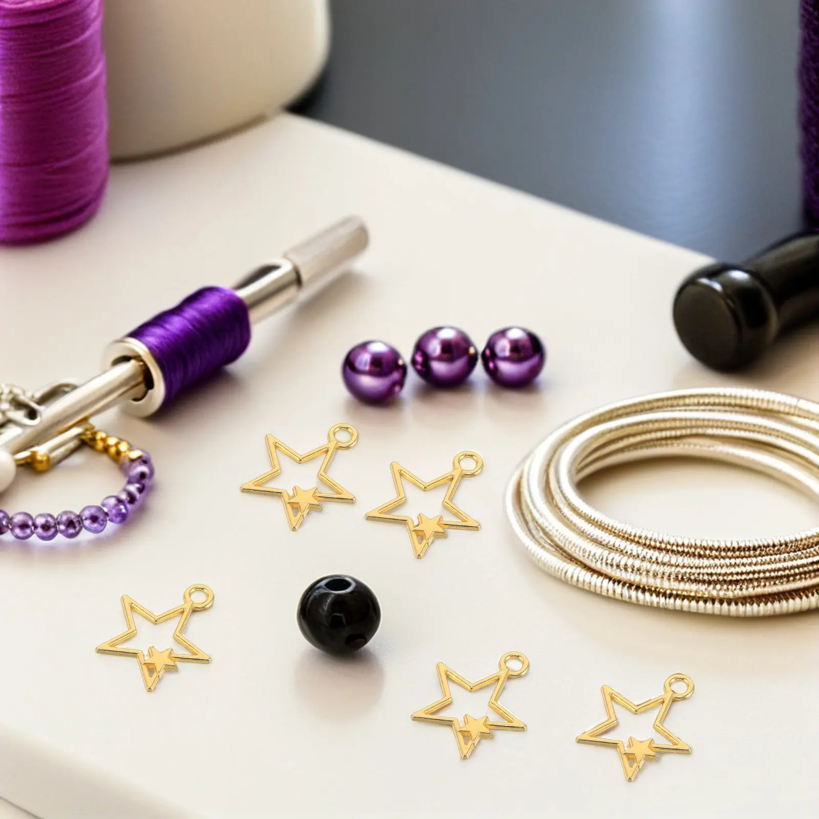100Pcs Hollow Star Charms Golden Metal Pendants for Jewelry Making DIY Necklaces Bracelets Earrings Keychains Craft Stars Golden