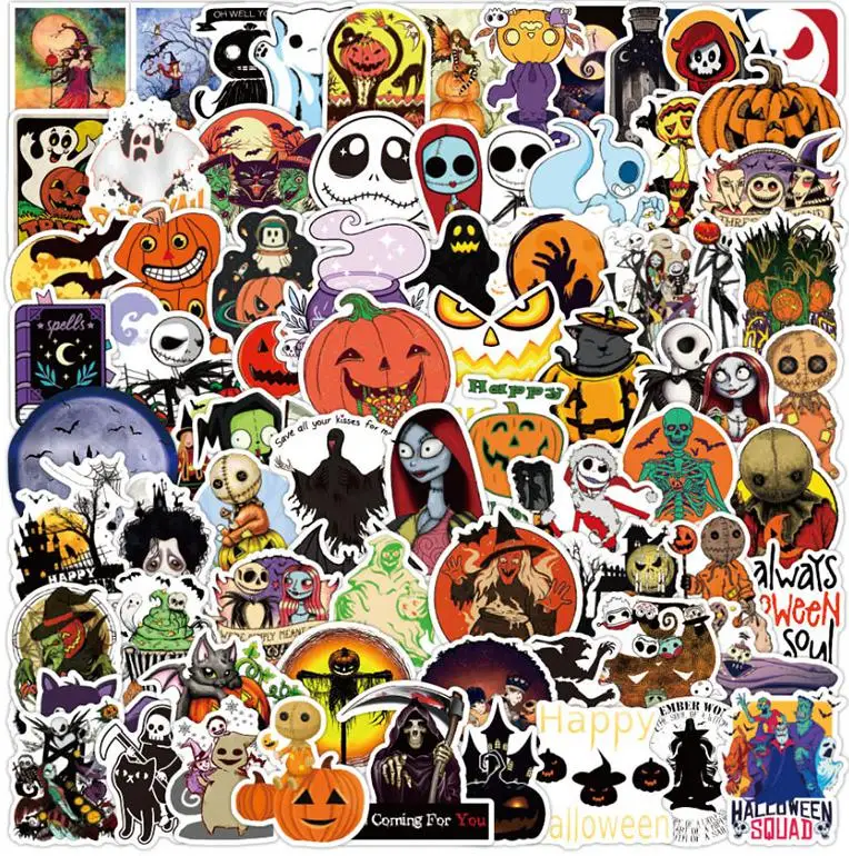

10/30/50/100pcs Halloween Theme Series Graffiti Stickers Glasses Cups Skateboard Travel Suitcase Phone Laptop Luggage Stickers