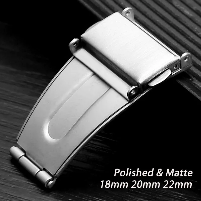 5PCS Polished Matte 1PC 22mm Watch Buckle 18mm 20mm 21mm Strap Double Click Butterfly Clasp Button Band Fold Button Accessories