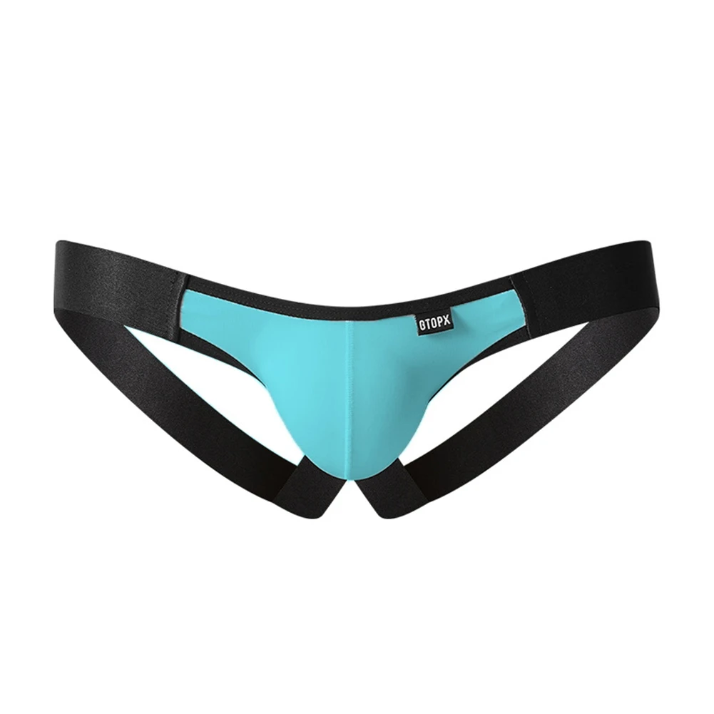 

Sexy Men Thong Jockstrap Supporter Low-Rise G-string Sports Underwear Big Pouch U Convex Panties Patchwork Elastic Underpants