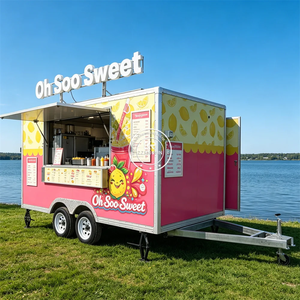 

Mobile BBQ Coffee Hot Dog Trailer Street Concession Catering Food Truck Mobile Kitchen Trailer Fully Equipped