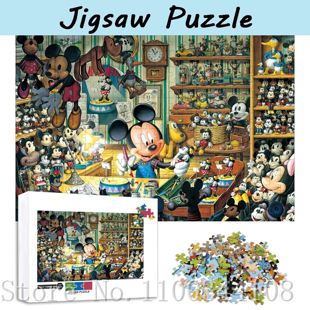 

Disney Mickey Mouse Funny Jigsaw Puzzles 300/500/1000 Piece Wooden Puzzles Parent-Child Interactive Game Toys Kids Gifts