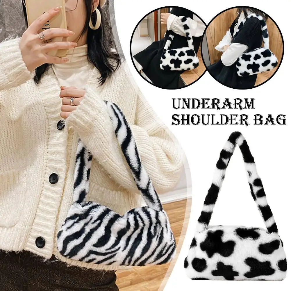 

Пушистая сумка через плечо в корейском стиле, милая плюшевая сумка-тоут для женщин, модная сумка через плечо под мышками, мягкая плюшевая сумка на каждый день