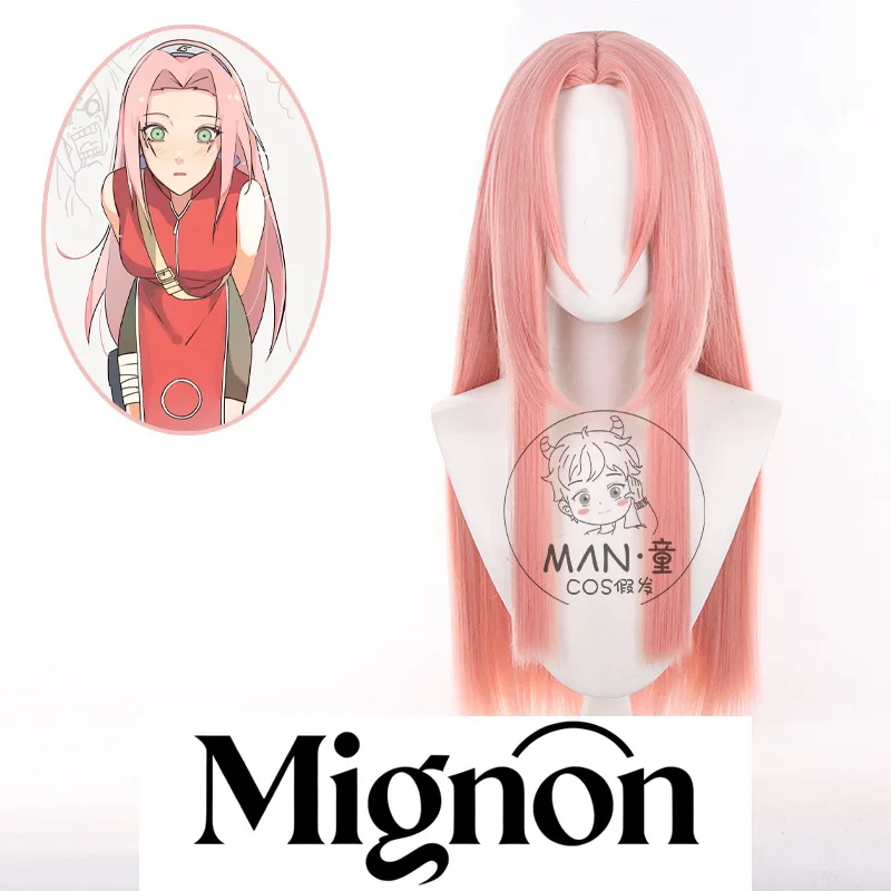 

Mignon Sakura Haruno Cosplay Wig Long Hair Pink Ninja Scalp Top Halloween
