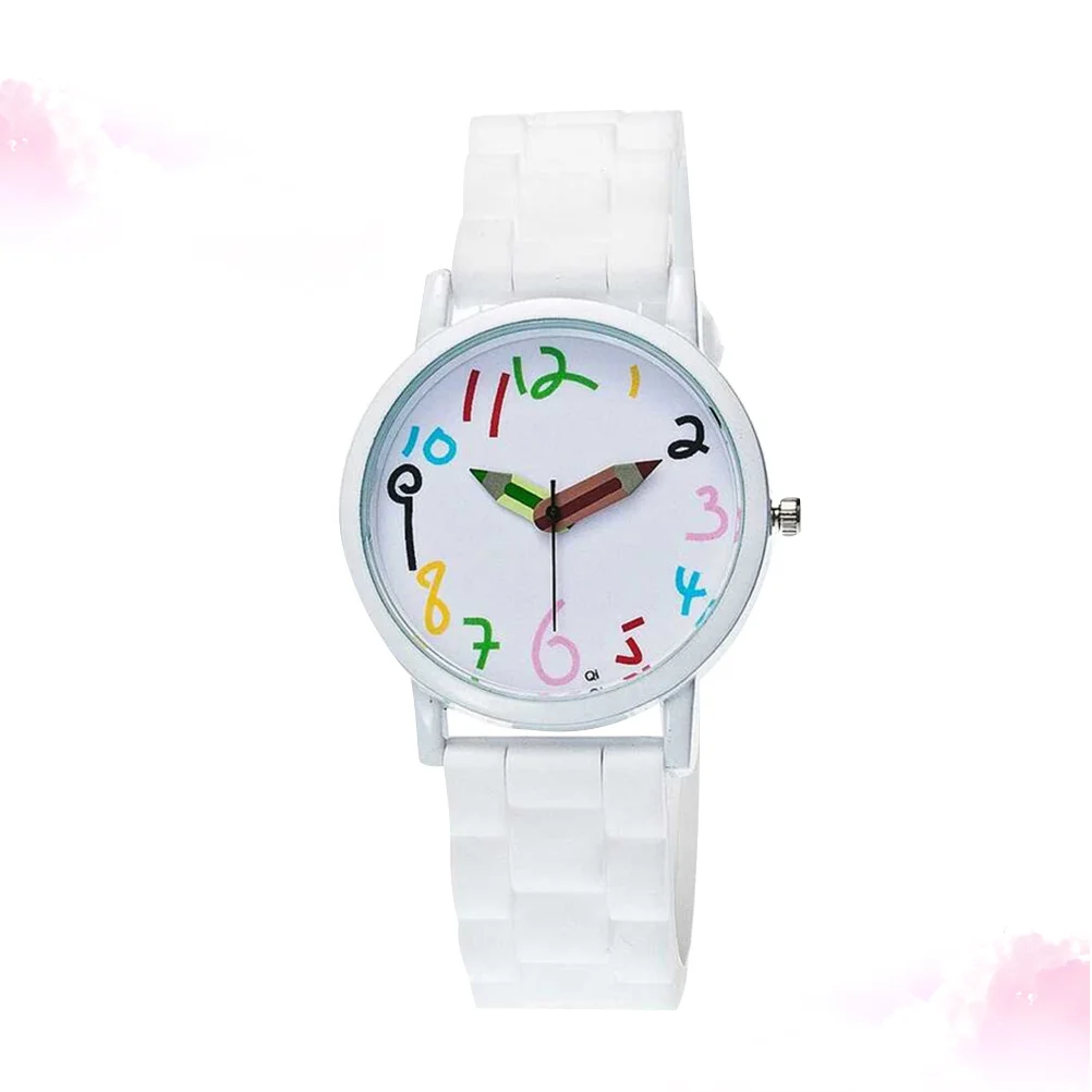 Adorável relógio de desenho animado, movimento preciso de quartzo, pulseira confortável, presente de aniversário para (branco), relógio de desenho animado