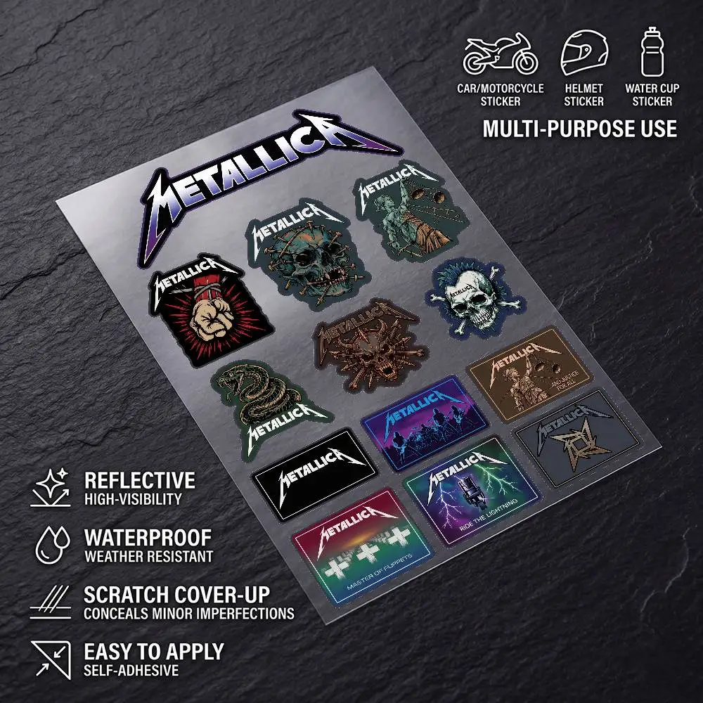 M-etaL-L-ica Waterproof Reflective Scratch Cover Sticker Universal Decor Decal For Car Motorcycle Helmet Refrigerator