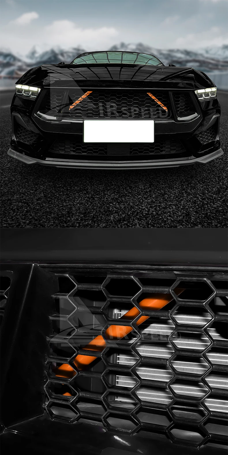 1 paar Auto Kühlergrill Trim Streifen Für Ford Mustang GT Dark Horse EcoBoost 2024 2025 Wrap Sport Styling Dekoration zubehör – Detail 14