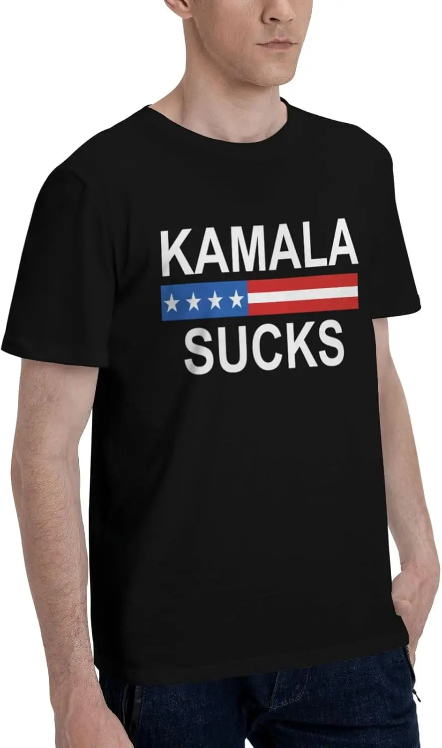 Kamala Harris Sucks Anti Kamala Harris Men's T-Shirt Classic Short Sleeve Tees Cotton Shirt